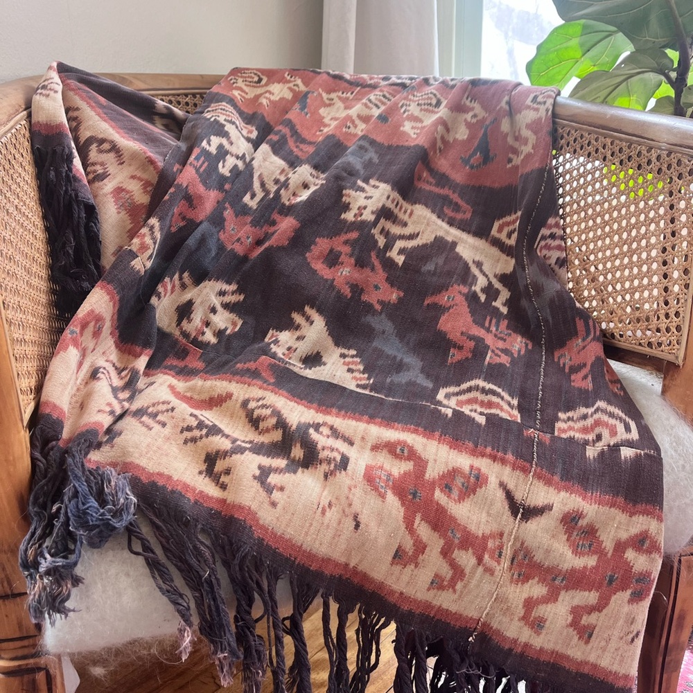 VINTAGE SUMBA IKAT INDONESIAN PANEL THROW WALL HANGING tapestry
